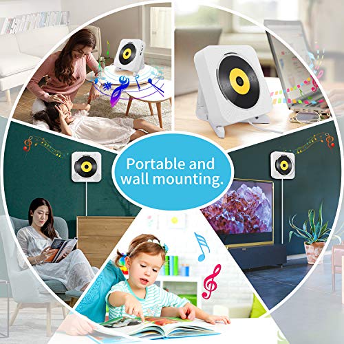 Portable CD/DVD Player with Bluetooth, Wall Mountable CD DVD Player HDMI Built-in HiFi Speakers with Remote for TV, Music Player Support FM Radio USB SD Card AV Jack 3.5mm Headphone Jack - Thumbnail 7