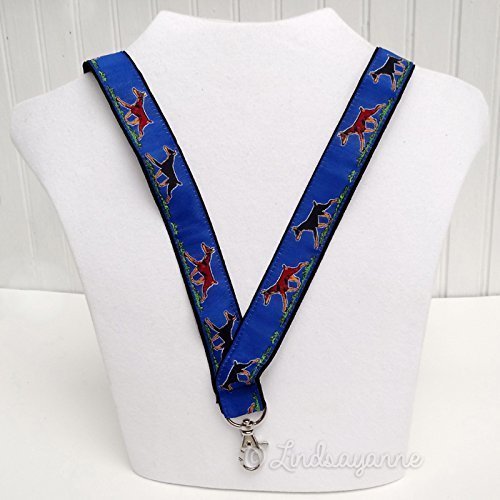 Doberman Dog Breed Dog Breed Neck Lanyard for ID or Keys - Blue