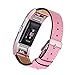 bayite Leather Band for Fitbit Charge 2, Pink with line, 5.5