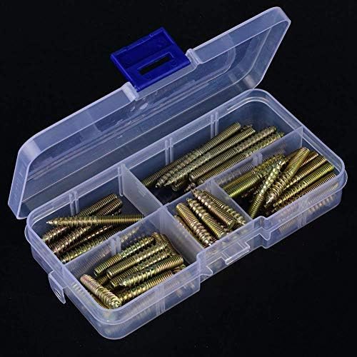 80pcs M5 Dowel Screw Double Ended Screws Zinc Plating Self Tapping Threaded Studs for Woodworking, Yellow - Image 5