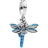CHTLOR Charm Sparkling Crossover Star,Cupid Heart,Cross in Heart,Peacock,Rose,Skier, Charm 925 Sterling Silver Pendant Women's Necklace Bracelet DIY pendant Fit for European Bracelet