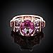Swarovski Gemstone Emerald Cut Personalized Amethyst Fashion Rings for Women - Rose Gold