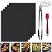 Grill Mat,Nuoe Set of 5 Non-stick BBQ Grill Mat With Stainless Steel Silicone Kitchen Tongs and Silicone Brush, FDA-Approved, PFOA Free-15.75x13 inch