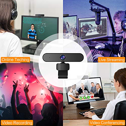 HD Webcam 1080p Streaming USB Computer Camera 30fps for Desktop Laptop Mac Video Conferencing with Microphone Mic