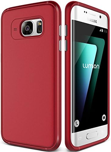 Galaxy S7 Edge Case, Ultra Slim Thin Fit Protective Armor Defender TPU Cover [Perfect Fit Flexible Lightweight] Anti-Slip Bumper for Galaxy S7 Edge (2016) by Lumion (Pro-fit - Red)