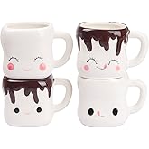 Mycts Marshmallow Mugs Set of 4 with Handle Marshmallow Cups Cute Mugs for Kids Hot Chocolate Cocoa Mug Gifts for Kids Women Christmas Mother's Day Set 6OZ