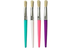 Lot de 4 grands pinceaux de peinture pour enfants - Lavables - Pour maternelle, garderie, salle de classe, peinture acrylique