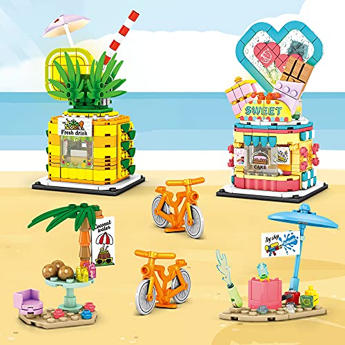 HOGOKIDS Girl STEM Building Toys - 673 PCS Dessert Shop Street View | 2 in 1 STEM Blocks Dream Pink Cake Girls Toy Set | Best Christmas Birthday Gifts for 6 7 8 9 10 11 12 Years Old Girls