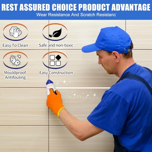 TERRIFI Tile Grout Paint, Cement Crack Filler, Grout Sealer for Shower Tile, Floor Tile, and More - Complete Solution for Filling Cracks and Gaps in Tile Surfaces, Easy and Safe to Use(White)
