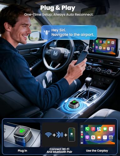 2026 Wireless Carplay Adapter UK,Carplay Wireless Adapter Effortlessly Convert Wired to Wireless CarPlay,USB/Usb C Compatible with iPhone iOS 10+ & Android Auto,Mini&Stable Car Play Wireless Adapter