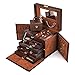Kendal Brown Leather Jewelry Box CASE Storage Organizer with Travel CASE and Lock