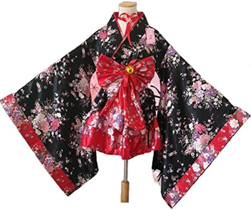 Women’s Princess Lolita Dress Japanese kimono cosplay anime costume (Kid L, Red)