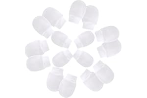 8 Pairs Newborn Baby Mittens White, 100% Cotton Unisex No Scratch Baby Mitten, Soft Breathable Mittens for 0-12 Months Baby