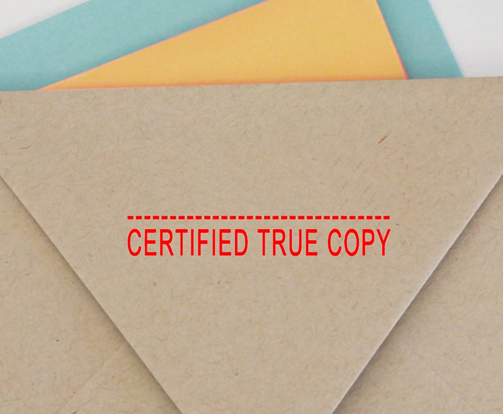 Printtoo Certified True Copy Self Inking Rubber Stamp Office Stationary Custom Stamp-Red