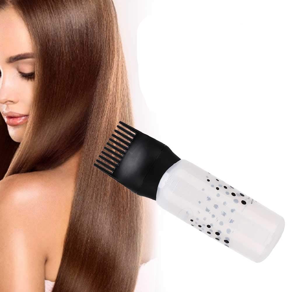Root Comb Applicator,Comb Applicator Bottle with Graduated Scale and Brush for Salon Hair Coloring Hair Dying Bottle(black)