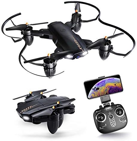 Drone with Camera,KUORLE Foldable Arms RC Helicopter with HD Live Video Wifi Camera 2.4GHz 6-Axis Gyro Quadcopter Altitude Hold, Headless Mode,One Key Return Easy Operation Drones for Kids & Beginners