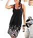 AELSON Womens Summer Casual Sleeveless Mini Printed Vest Dresses Black