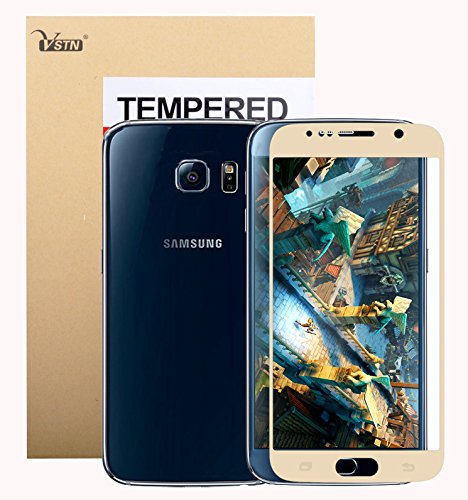 Samsung Galaxy S6 Screen Protector, VSTN Ultra-Thin 9H Hardness Full Coverage HD Clear Premium Tempered Glass Screen Protector for Samsung Galaxy S6 G920F Smartphone (Gold)