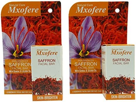 2 X Mxofere Natural Care Skin Brighten Saffron Facial Bar With Sandal &amp; Jojoba Oil