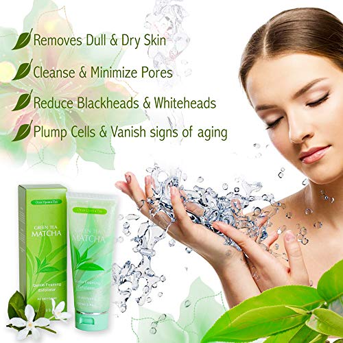 Green Tea Matcha Gentle Foaming Exfoliator, Best Exfoliating Face Wash For Men & Women, Deep Cleansing & Reduces Clogged Pores, Anti-Aging Facial Skin Care Cleanser, Microdermabrasion Effect