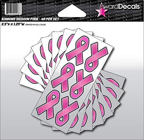Pink Ribbon Breast Cancer Awareness Helmet Decal Stickers 2.5" Ribbons The Original Award Decals Premium Helmet Decals Made in The USA Since 1976