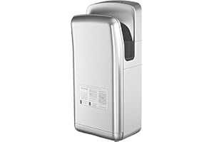 BODQEMR Vertical Premium Commercial Hand Dryer for Bathrooms - High Speed 1850W Jet Air Dryer with Adjustable Air Velocity & HEPA Filter - Electric Hand Dryer for Commercial Use (Silver)