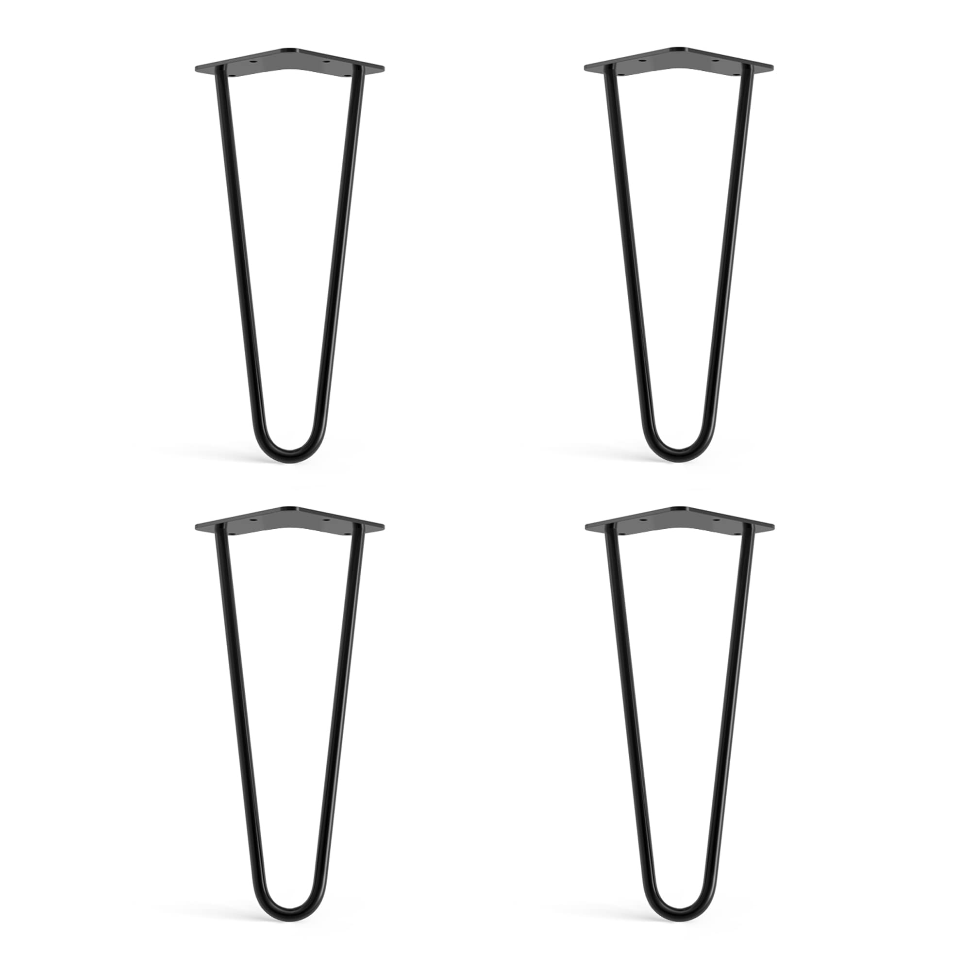4 x Hairpin Legs from DT IRONCRAFT - 30cm 2 Rod / 10mm, Black - Low Coffee Table Legs with Floor Protector Feet & Screws