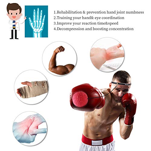 GOAMZ Boxe Balle, 3 Différents Boxing Reflex Ball + Bandeau Ajustable, pour Les Réactions de Vitesse d’entraînement s’améliorent, Fight Vitesse, La Coordination Main-œil