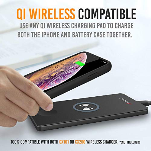 Alpatronix iPhone Xs Max Battery Case, Portable Protective Extended Charger Cover with Qi Wireless Charging Compatible with iPhone Xs Max (6.5 inch) BX10 Max - (Black)