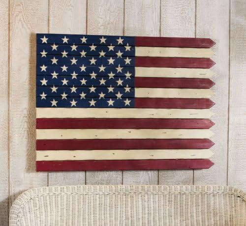 Ashley Gifts Americana Flag Wall Art, Wood, 40x1.5x27 Inches