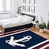 Advancey Indoor High-Low Area Rug 2'x3'Nautical Navy Blue Anchor with Red White Stripe Throw Rugs Runner for Entryway,Bedroom,Living Room