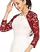Bulges Women Floral Lace Shrug Long Sleeve Front Open Bolero Blouse Crop Top