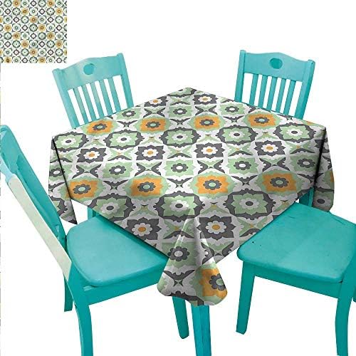 RenteriaDecor Elegance Engineered Christmas Tablecloth Quatrefoil for Kitchen Dinning Tabletop Decoration Lotus Figures Floral 60"x60"