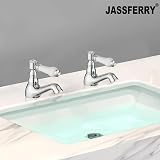 JASSFERRY Pair of Basin Taps Hot Cold White Ceramic Handle 1/4 Turn Chrome Set view 4