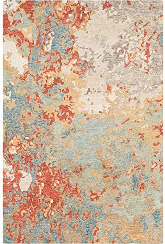 Tiwari Home 8' x 10' Abstract Style Orange and Beige Rectangular Area Throw Rug