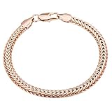 Trendsmax 6mm Braided Foxtail Rose Gold Plated Bracelet Unisex Womens Girls Boys Mens Chain