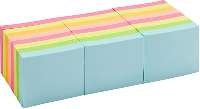 Mini-Haftnotizen, 24 Blöcke, Selbstklebende Notizblöcke, Verschiedene Farben, 3,5cm x 5cm