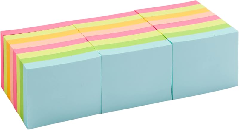 Mini-Haftnotizen, 24 Blöcke, Selbstklebende Notizblöcke, Verschiedene Farben, 3,5cm x 5cm