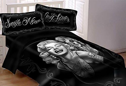 JPI DGA Marilyn Monroe Day of The Dead Smile Now Cry Later 7 Piece Super Soft Luxury Queen Size Comforter Set W/Bed Sheets