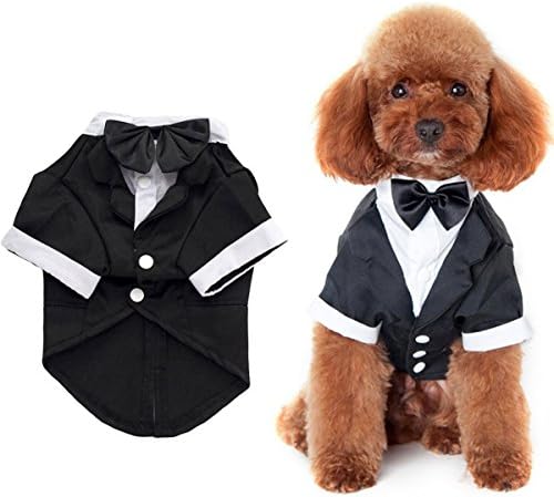 Ansimite 蝶ネクタイがめちゃキュート 犬 猫 服 タキシード 燕尾服 ブラック 超人気 専門店 小型 黒リボン S サイズいろいろあります 中型 大型