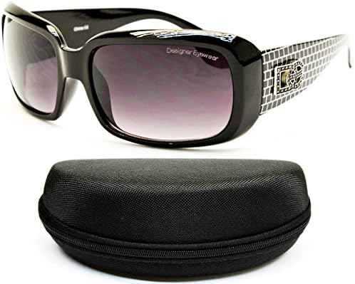 D1056-cc Designer Eyewear Womens Rectangular Sunglasses (O1075B Black, gradient)