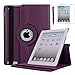 AiSMei Case for 9.7-Inch iPad 5th (2017)/ iPad 6th (2018)/ iPad Air (2015), Rotating Protective Case Cover w/Auto Wake/Sleep Function,Purple