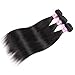 Brazilian Straight Hair 3 Bundles 7a 100% Unprocessed Remy Human Hair Bundles Weave Natural Color 95-100g/pc Mixed Length (18 20 22, Natural color