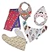 LatitudeC Baby Bandana Drool Bibs, for Teething infants and toddlers , 5 Pack 100% Organic Cotton Unisex Gift Set with FREE Pacifer Clip