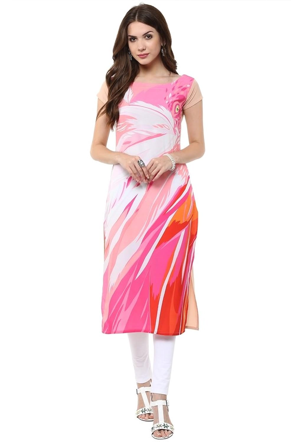 janasya women's multi digital printed crepe kurti