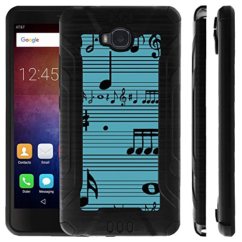 Case for Huawei Ascend XT, Ascend XT H1611 Case PRO-TECH Series Case by MINITURTLE- Dual Layer Cover with Brushed Metal Finish Hard Plastic Shell - Blue Musical Notes