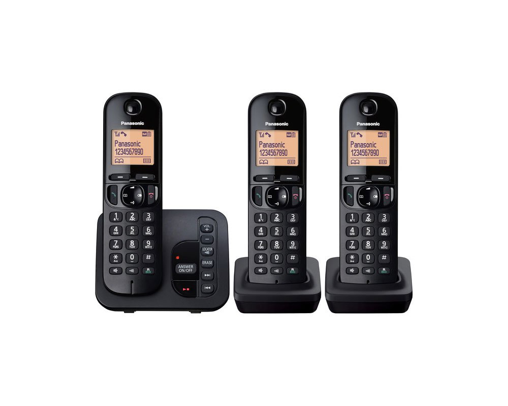 Panasonic Kx-Tgc223Eb Dect Cordless Phone With Answering Machine, Black