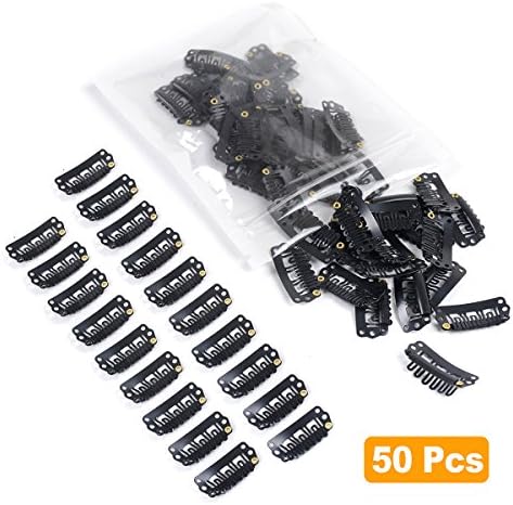 Fashion Icon 50Pcs Snap Clips for Hair Extension,U Shape Mental Hair Extension Clips(Black)