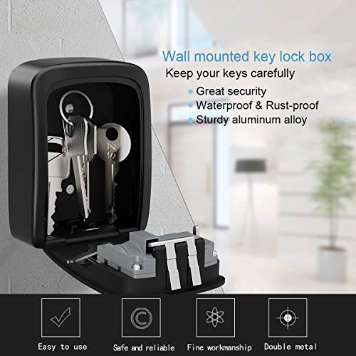 Key Lock Box, House Key Storage Lock Box with 4 Digits Combination