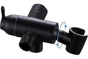 YDMEET Shower Arm Diverter with Handshower Mount, G1/2 Brass 3 Way Shower Diverter Valve Bathroom Universal Shower System Replacement for Handheld Shower and Fixed Shower Head(Matte Black)